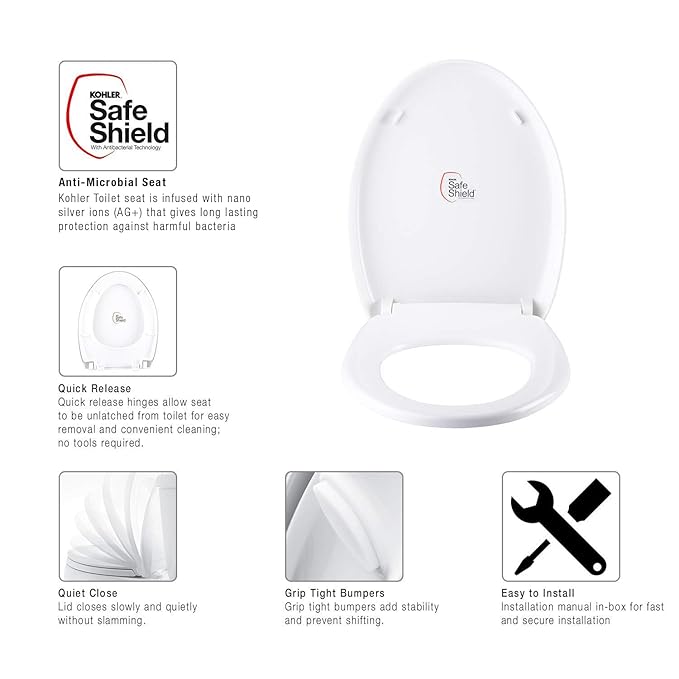 Kohler Patio/Atila 10614IN-0 Quiet-Close Plastic Toilet Seat And Cover (White)