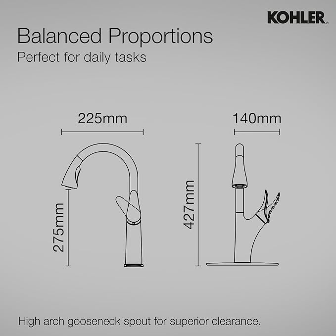 Kohler Emile 26448IN-4-VS Metal Pull-Down Sprayer Kitchen Faucet With Pullout Shower (Vibrant Stainless Steel Finish)
