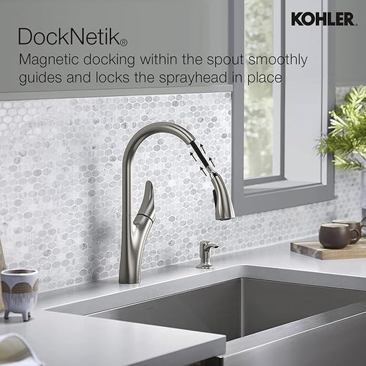 Kohler Emile 26448IN-4-VS Metal Pull-Down Sprayer Kitchen Faucet With Pullout Shower (Vibrant Stainless Steel Finish)
