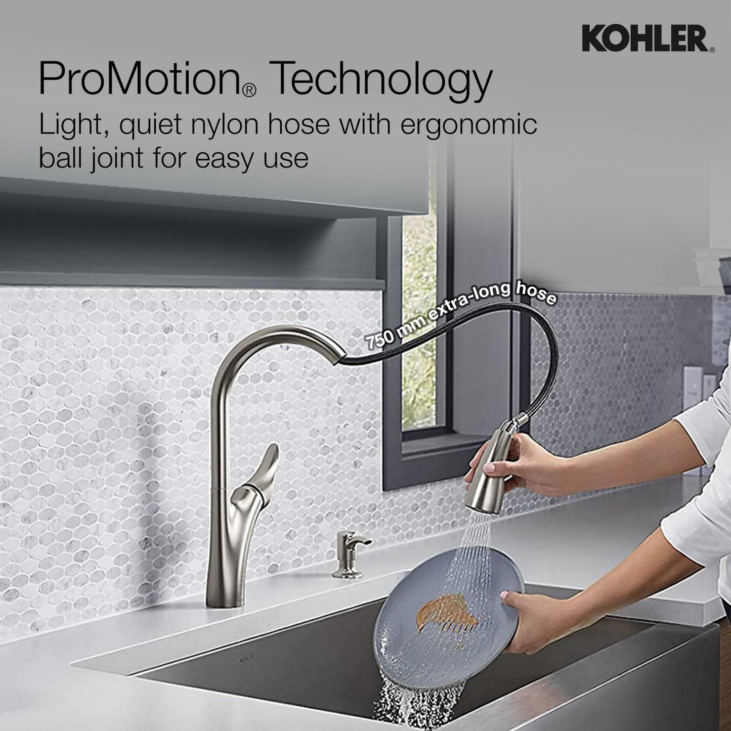 Kohler Emile 26448IN-4-VS Metal Pull-Down Sprayer Kitchen Faucet With Pullout Shower (Vibrant Stainless Steel Finish)