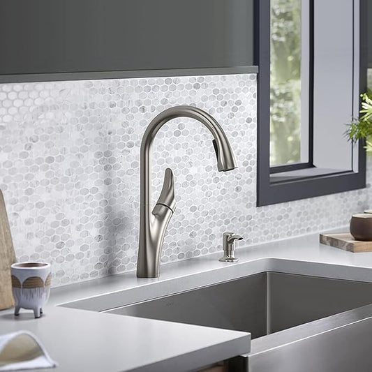 Kohler Emile 26448IN-4-VS Metal Pull-Down Sprayer Kitchen Faucet With Pullout Shower (Vibrant Stainless Steel Finish)